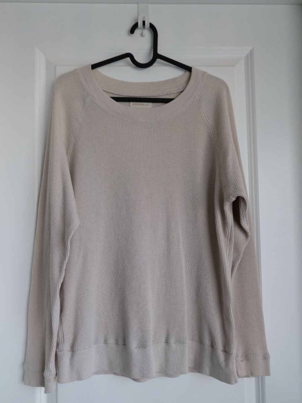 Golden by TNA Beige Waffle Knit Thermal Sweatshirt Medium